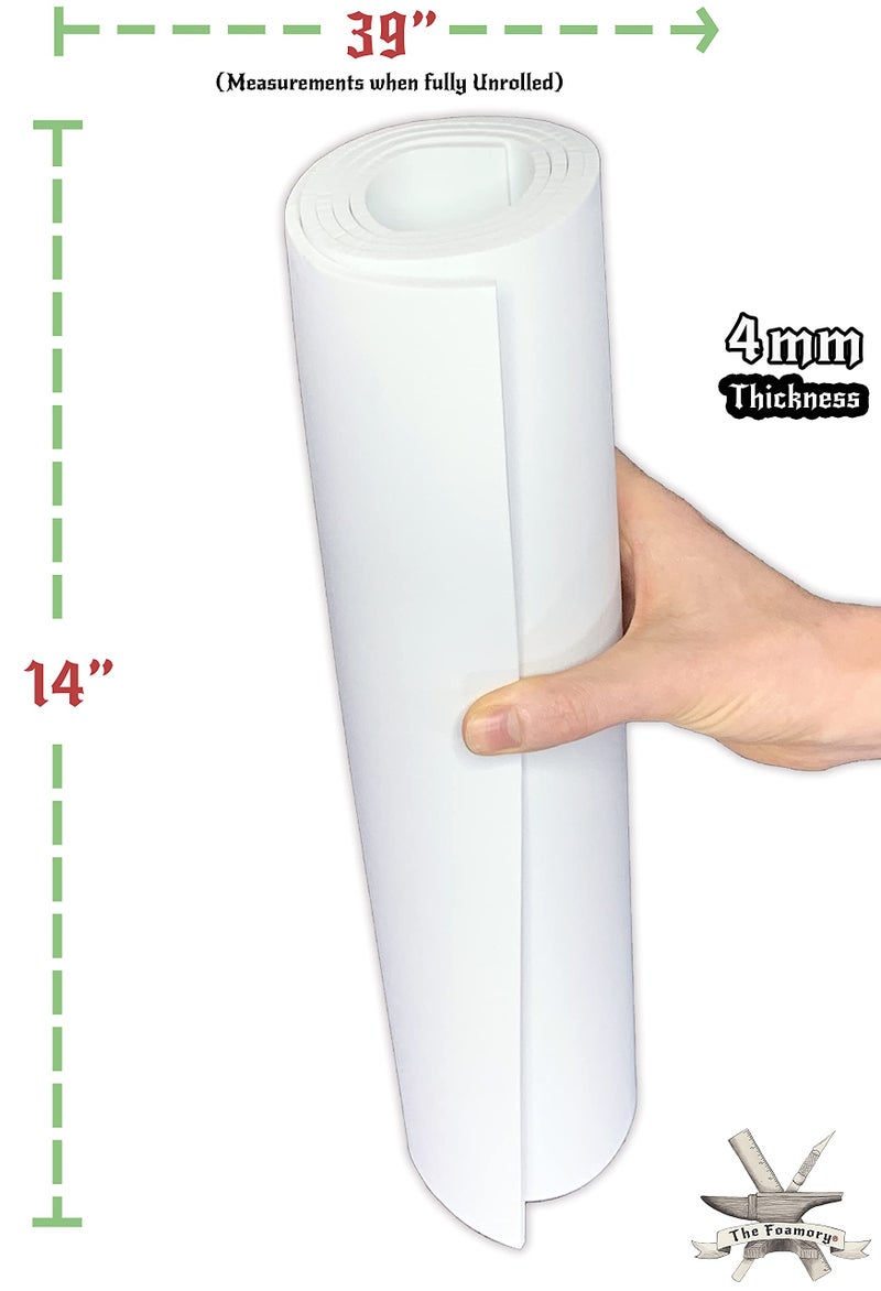 The Foamory EVA Foam Cosplay - (2mm to 10mm) - Black or White - 14"" x 39"" Sheet - Ultra High Density 85 kg/m3 - by The Foamory (White, 4mm - Thickness) - Image 4